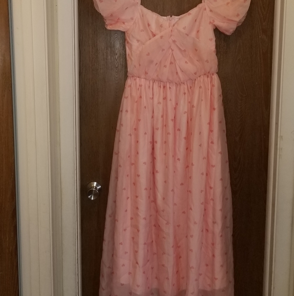 Valentine Pink Heart Maxi Dress